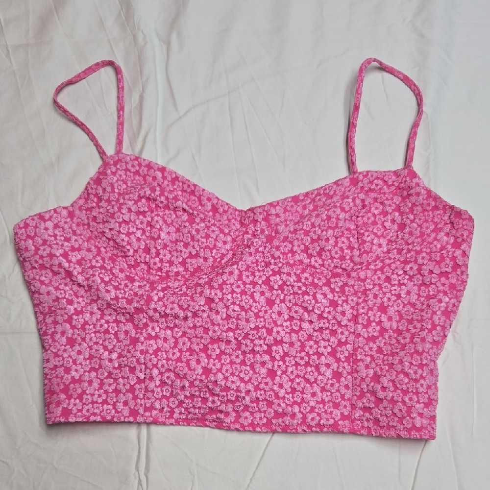 Pink Floral Crop Top